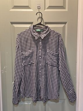 Black & White Gingham Button-Up Shirt - Men